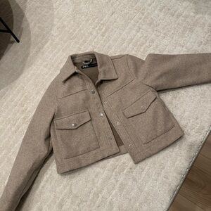 Zara Taupe Cropped Shacket